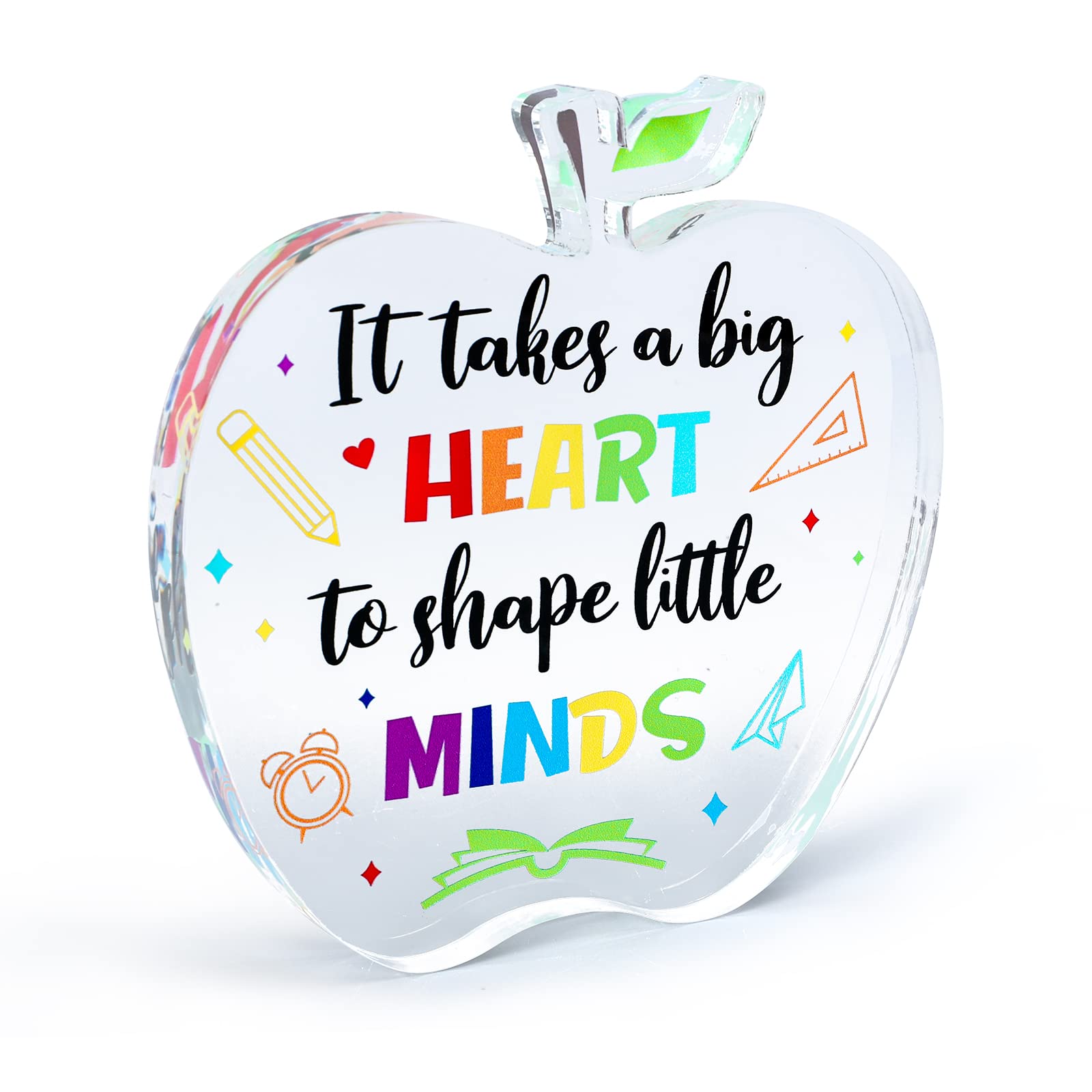 Whaline Teacher Appreciation Acrylic Table Signs Back To School Apple Shape Table Ornamentsfor Teacher Desk First Day Of School
