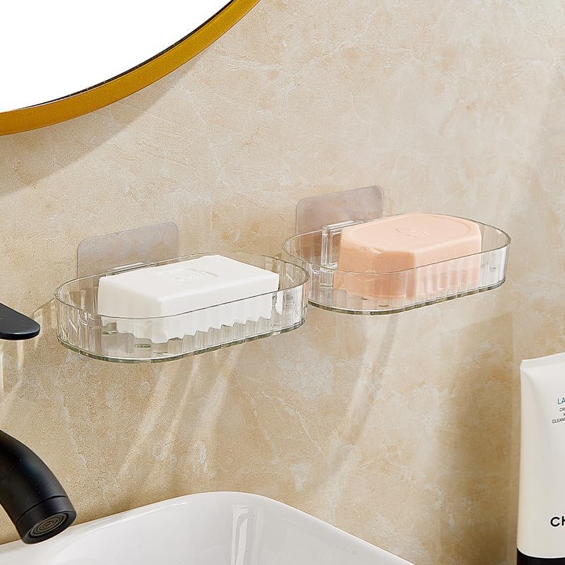 LYSIREN soap Holder for Bathroom/soap case/selfAdhesive soap Holder/soap Stand for Bathroom/Self Draining Transparent Acrylic S