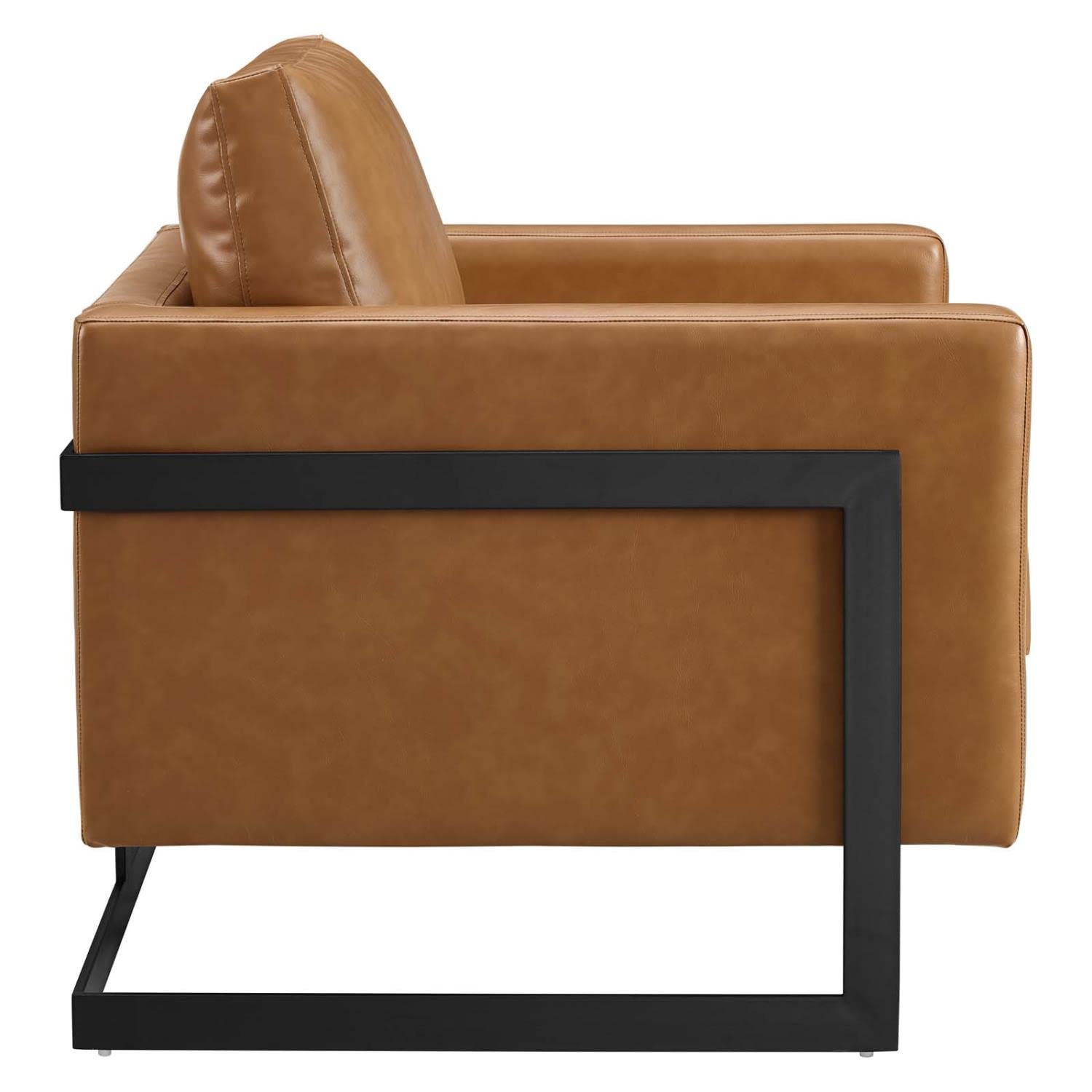 Modway Posse Vegan Leather Accent Chair In Black Tan