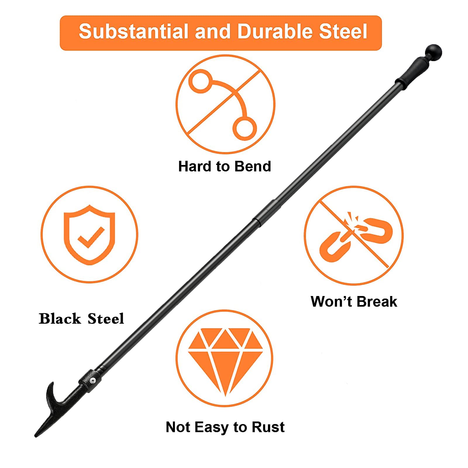 Bsbsbest Fire Poker For Fire Pit, 46 Inch Extra Long Portable Campfire Poker For Fireplace, Camping, Wood Stove, Outdoor And Ind