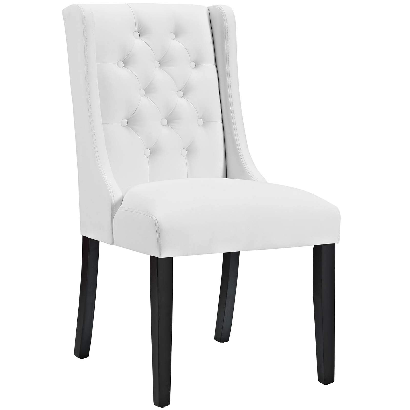 Modway Baronet Modern Tufted Faux Leather Upholstered Two Dining Chairs In White