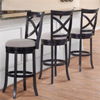 American Woodcrafters Belmont Black X-Back Swivel Solid Wood 30-Inch Seat Height Bar Stool