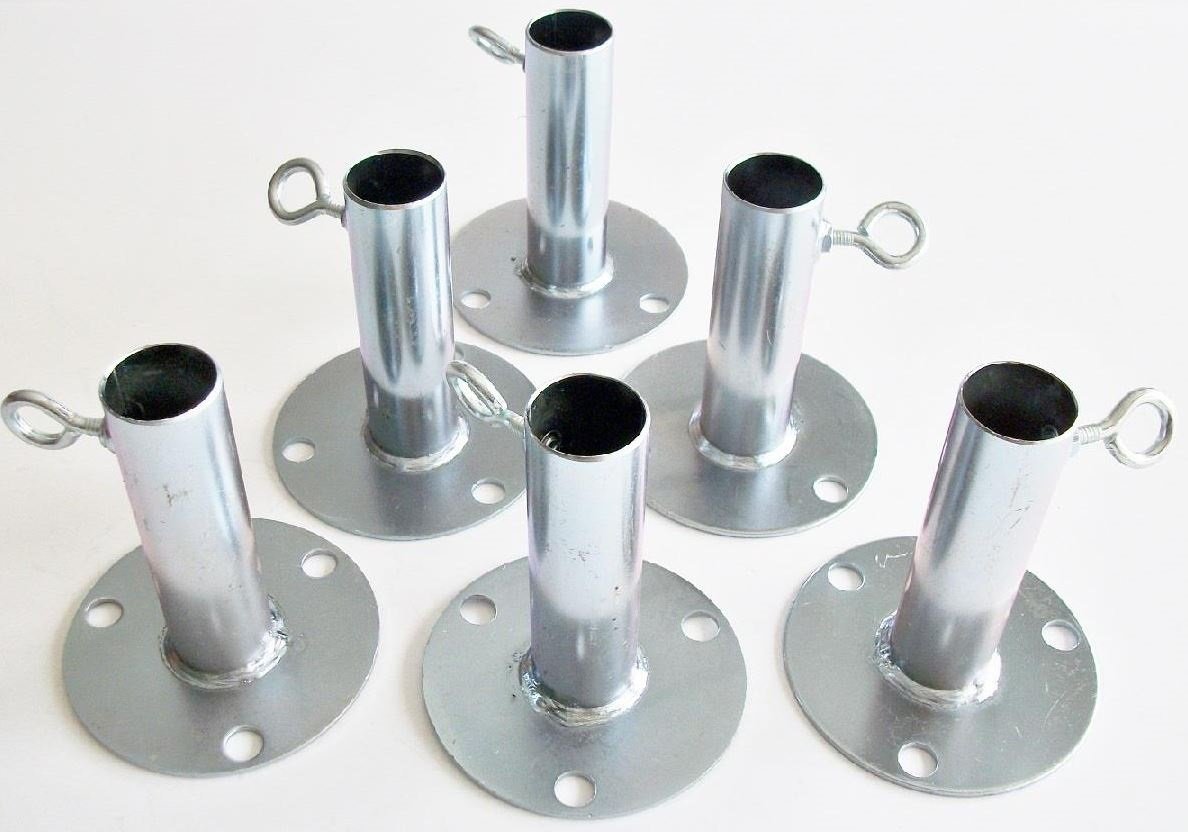 6Pc 3/4' Short Foot Pad Canopy Fitting/Batting Cage Ground Plate Fitting (Fpa) - Fits 3/4' Emt Pipe That Has An Outer Diameter