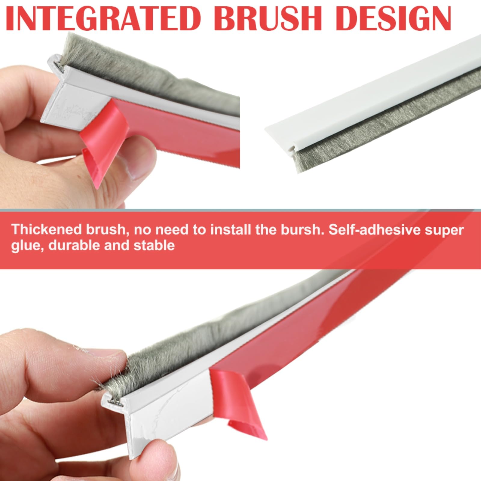 Door Sweep For Bottom Of Door, 39.2'' L Integrated Design With Brush, Self Adhesive Under Door Draft Stopper For Bottom Of Door,