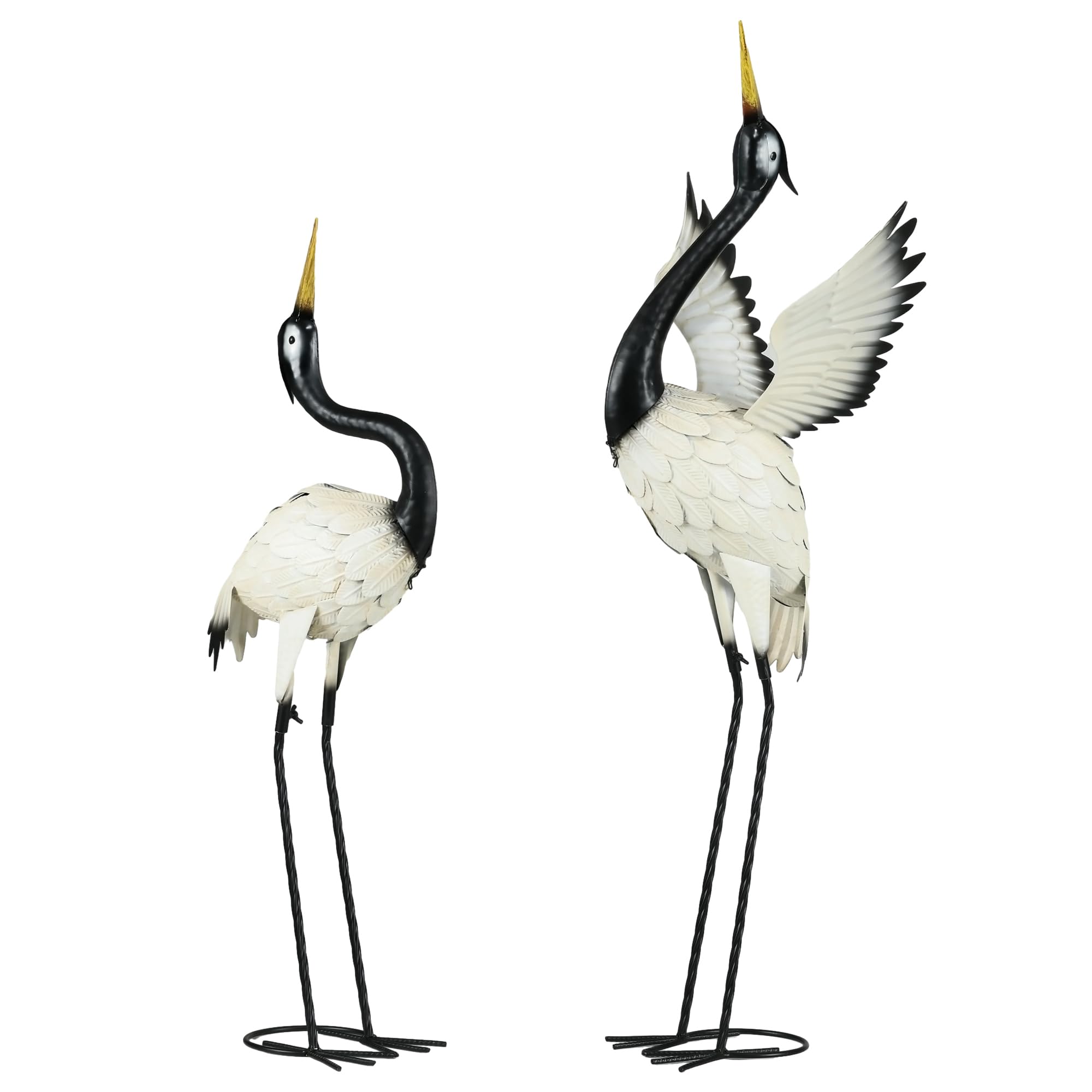 Outsunny Heron Garden Statues, 35.5' & 40.5' Standing Bird Sculptures, Metal Yard Art Decor For Lawn, Patio, Backyard, Landsca