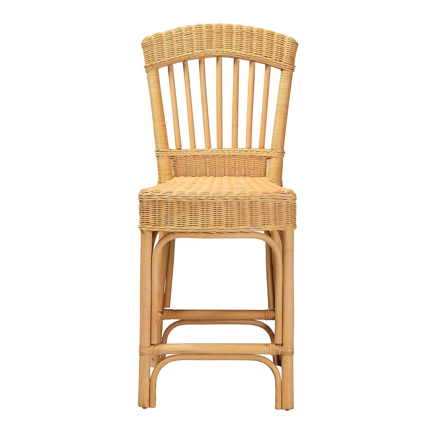 bali & pari Barito Bohemian Natural Rattan Counter Stool, Light Honey (235-13140-HiT)
