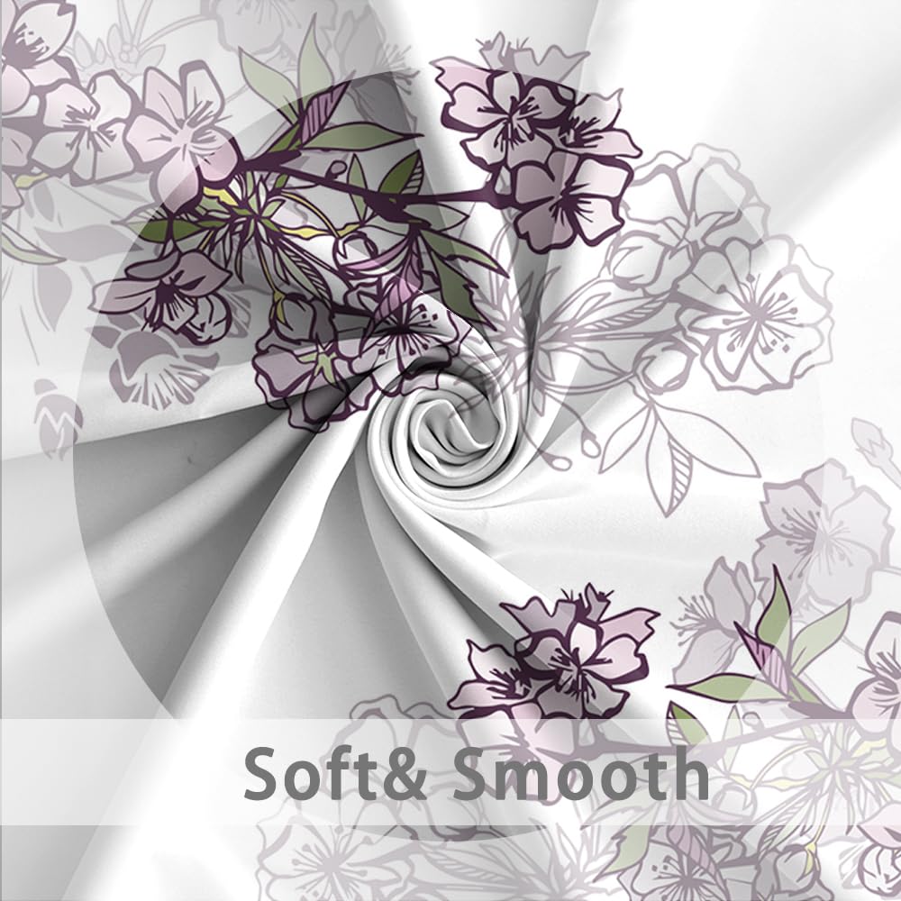 Ruelvth Stall Shower Curtain, Spring Purple Flower Shower Curtain Set For Bathroom Waterproof Fabric Small Rv Bathroom Curtain W