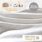 Simple&Opulence French Linen Duvet Cover Set 88'' X 92''- 3 Pieces (1 Comforter Cover,2 Pillowcases)- Natural Flax Cotton Blend-