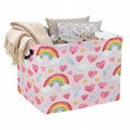 Rainbow Heart Laundry Hamper 56L Large Laundry Basket with Handles, Foldable Clothes Hamper for Bedroom Bathroom, Decorative Toy