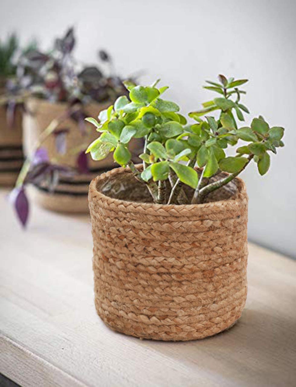 The Home Talk Beige Storage Basket, 6 inch diamater, Jute, MultiPurpose, Use for Towels, Hairbrush, Kitchen Tools etc