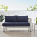 Modway Eei-4222-Slv-Nav Shore Sunbrella Patio Right-Arm In Silver Navy, 27.5 X 53 X 25