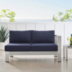 Modway Eei-4222-Slv-Nav Shore Sunbrella Patio Right-Arm In Silver Navy, 27.5 X 53 X 25
