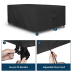 Easy-Going Rectangle Patio Furniture Cover Waterproof Outdoor Dining Table And Chair Cover Anti-Uv Outside Sectional Sofa Set Covers (74'L X 47'W X 28'H, Black)