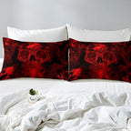 Gothic Skull Bed Sheets Red And Black Skeleton Sheet Set Queen For Boys Teens Men Women,Psychedelic Goth Skull Bedding Set Tripp