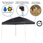 Flash Furniture Harris 10'X10' Black Outdoor Pop Up Event Slanted Leg Canopy Tent With Carry Bag
