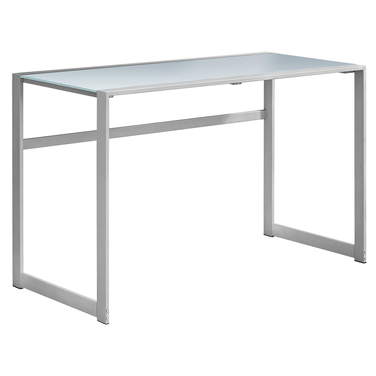 HomeRoots Decor 22-inch x 48-inch x 30-inch Silver, White, Tempered Glass, Metal - Computer Desk