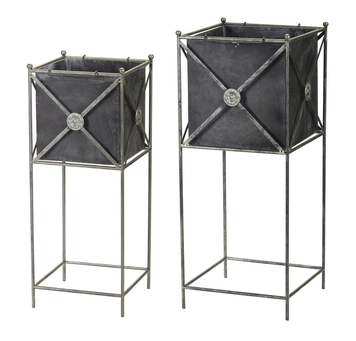 Planter (Set Of 2) 11' X 28'H, 13' X 32'H Metal