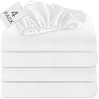 Biloban Twin Fitted Sheet 4 Pack, Twin Bedding Fitted Sheets Only With Deep Pocket Up To 14'', Bottom Sheet, Shrinkage & Stain R