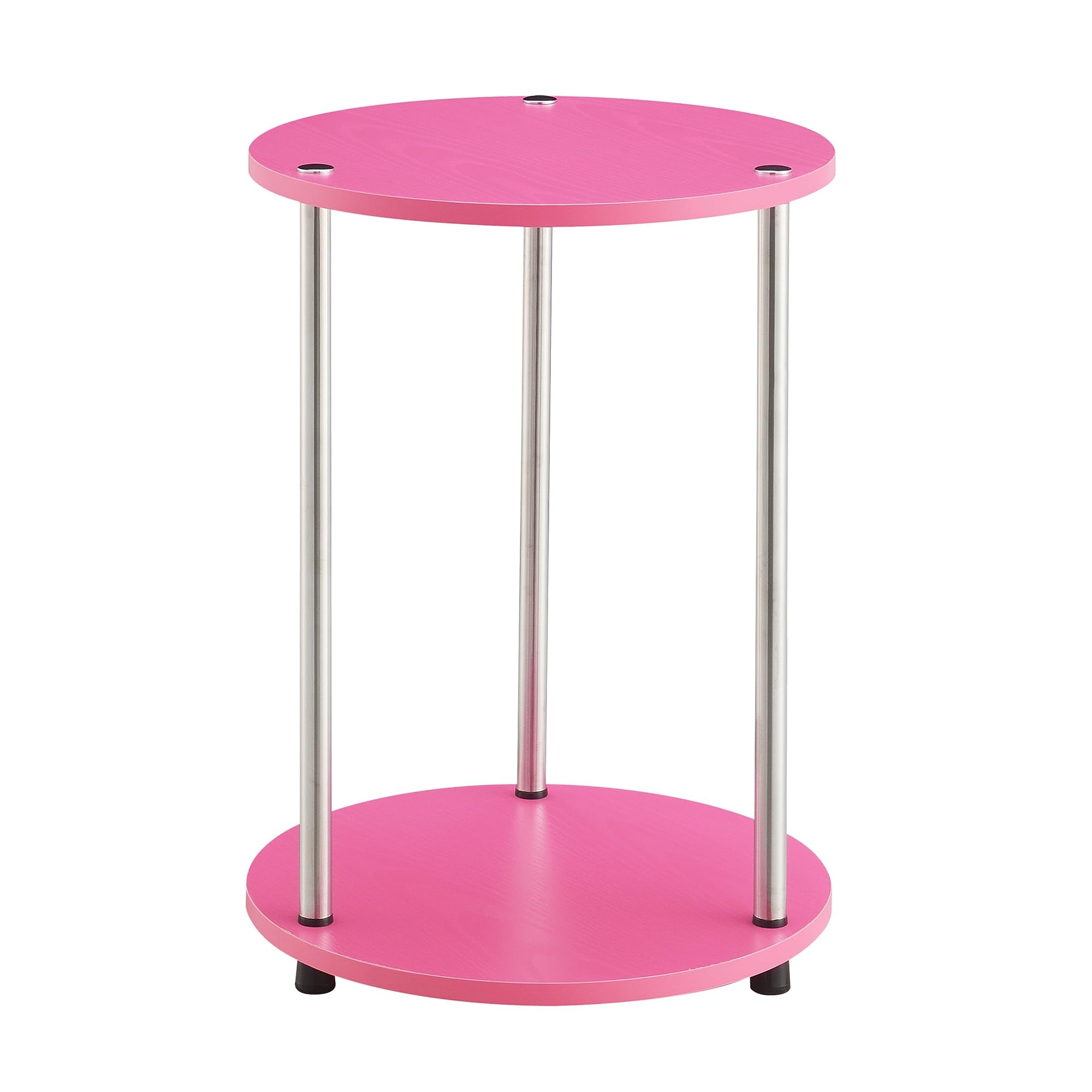 Convenience Concepts Designs2Go No Tools 2 Tier Round End Table 15.75 - Contemporary Modern Side Table with Storage Shelf for Fa