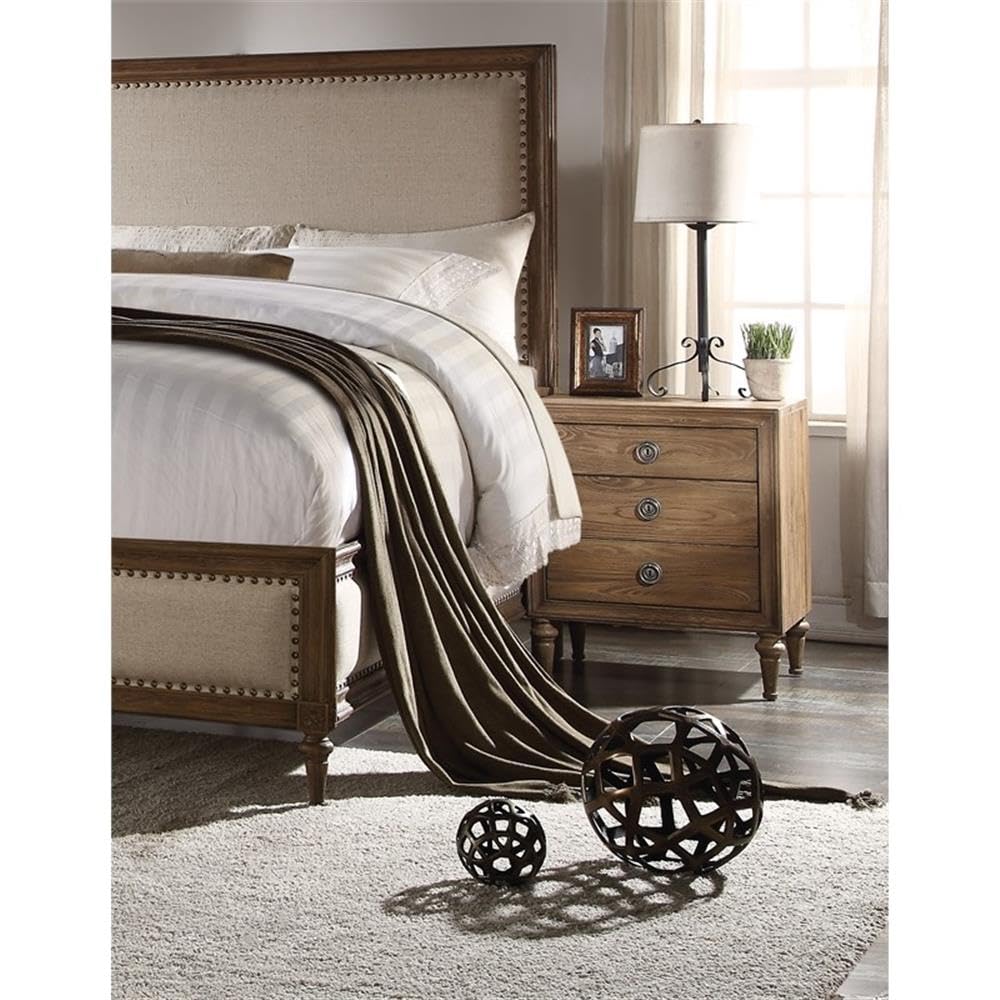 Acme Inverness Wood Nightstand with 3 Drawers in Reclaimed Oak