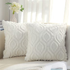 Decoruhome Christmas Decorative Throw Pillow Covers 26X26, Soft Plush Faux Wool Couch Pillow Covers For Home, Set Of 2, Cream Be
