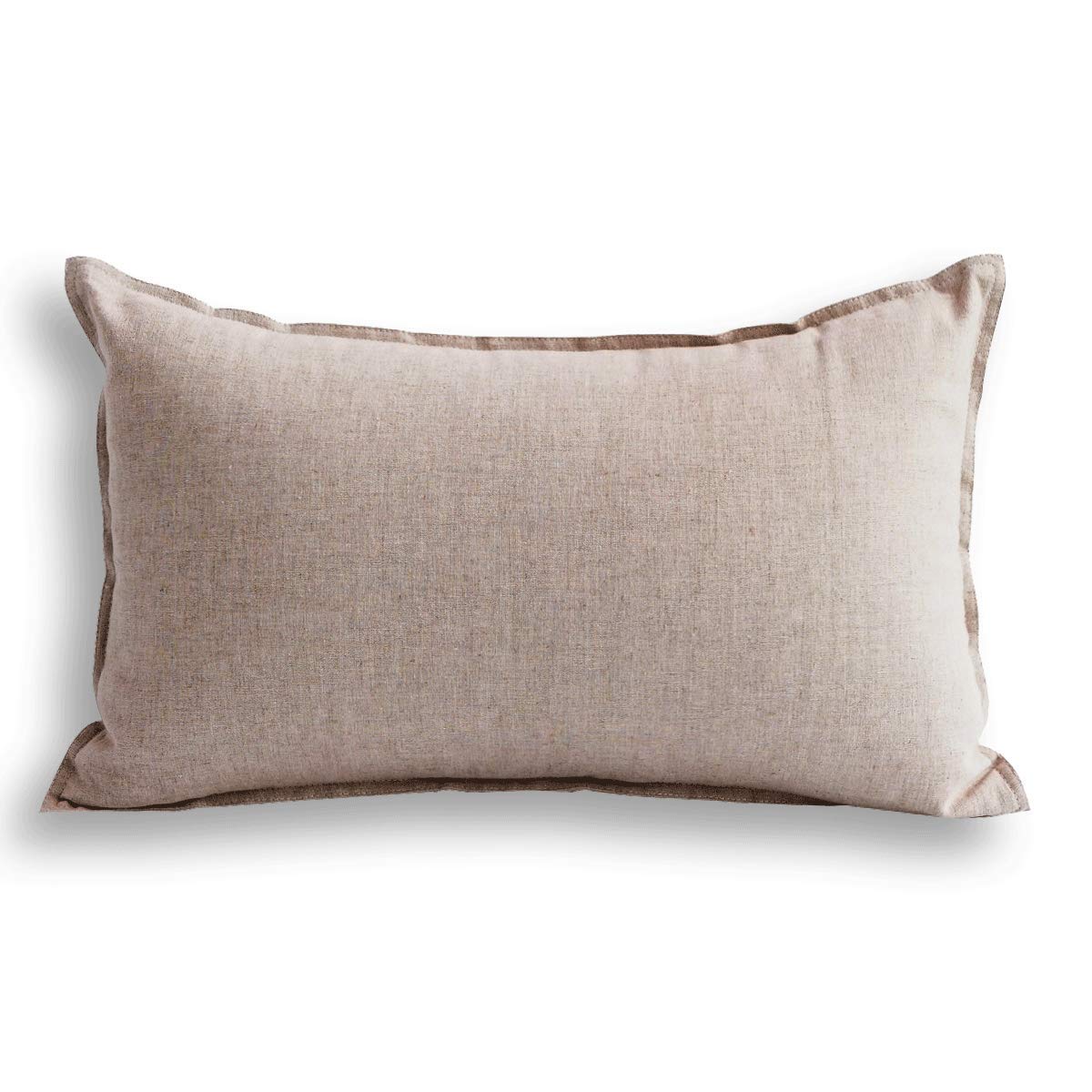 Jeanerlor Cotton Linen Soild Decorative Yellow 12'X20' Lumbar Throw Pillow Case Cushion Cover With Twin Needles Stitch On Edge