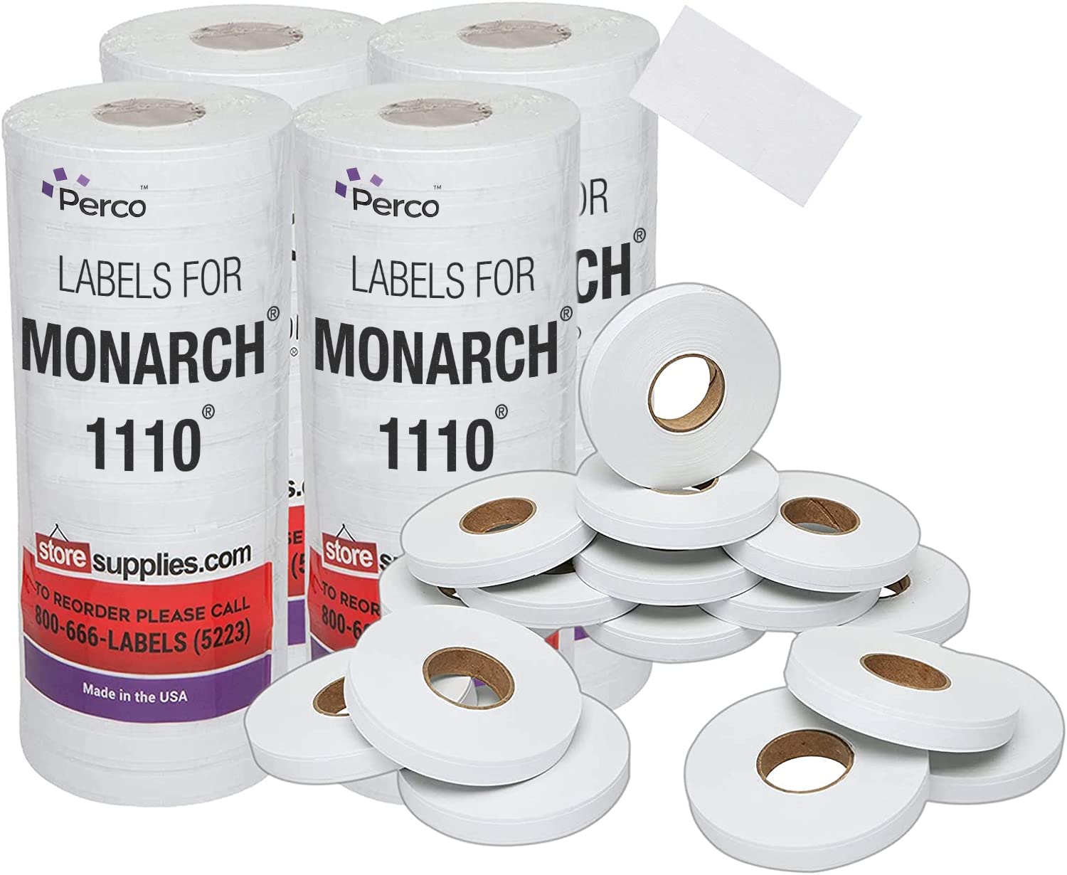 White Pricing Labels For Monarch 1110 Price Gun - 4 Sleeves, 68,000 Pricemarking Labels