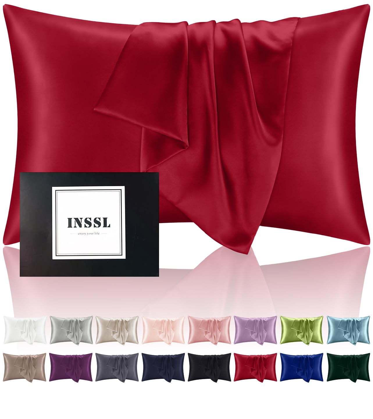 Inssl Silk Pillowcase For Women, Mulberry Sil Pillowcase For Hair And Skin And Stay Comfortable And Breathable During Sleep(Dark
