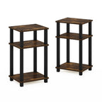Furinno Simplistic End Side Night Stand/Bedside Table With Plastic Tubes, 1-Pack, 2-Tier Plastic Poles, Amber Pine/Black