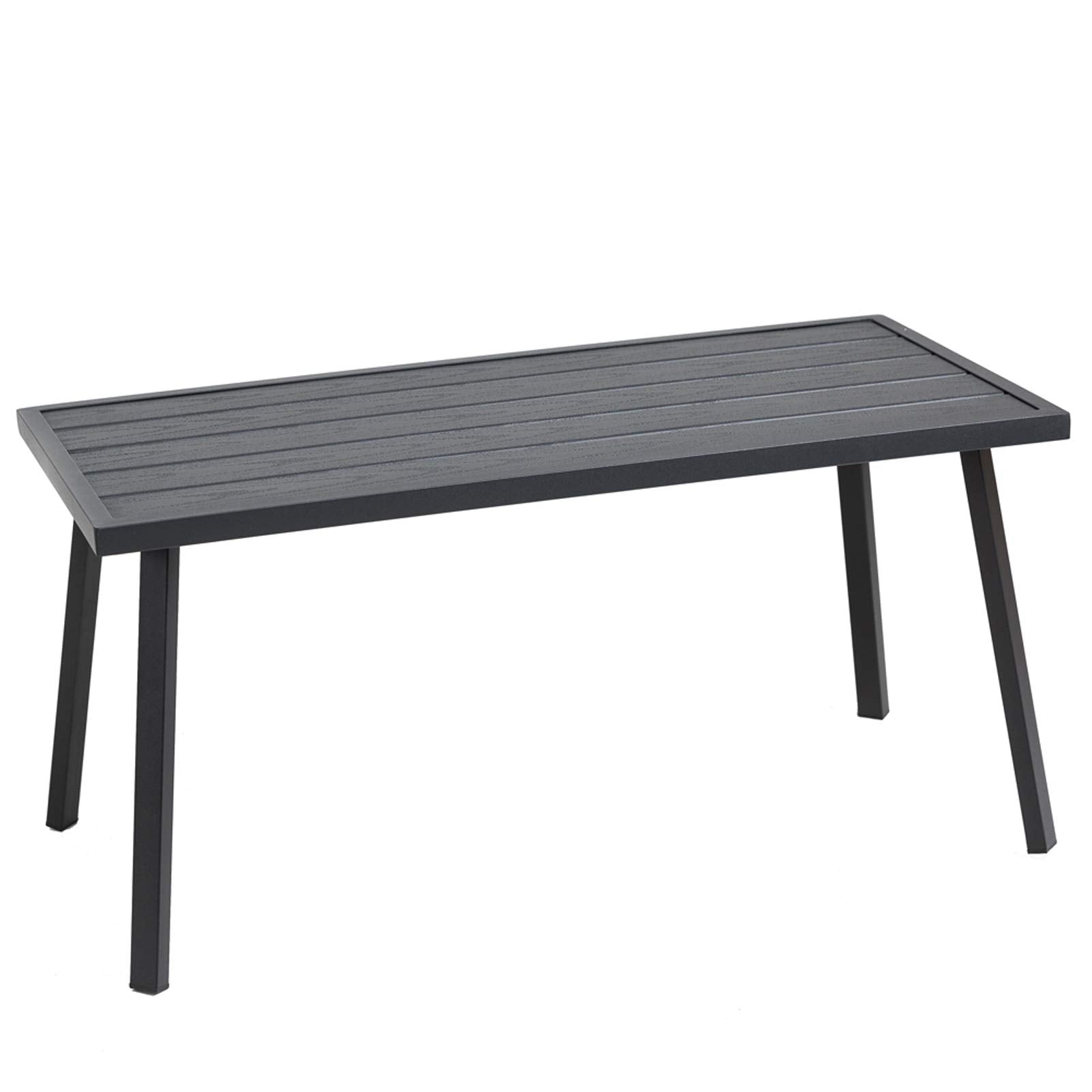 C-Hopetree Small Metal Outdoor Coffee Side Table for Outside Patio, Rectangle, Black