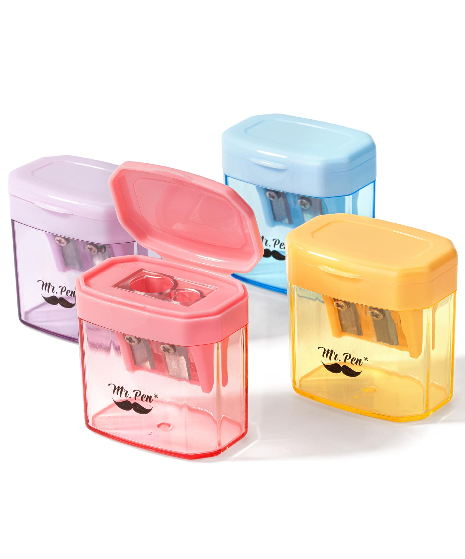 Mr. Pen- Pencil Sharpeners Manual, 4 Pack, Dual Hole, Colorful Pencil Sharpeners Handheld Pencil Sharpener
