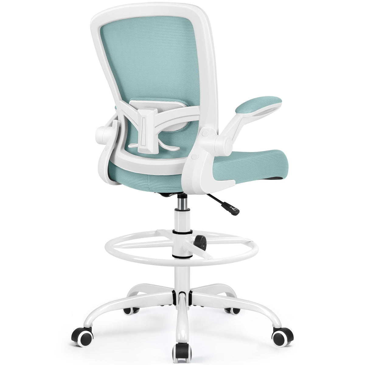 Felixking Drafting Chair Ergonomic Tall Office Chair, Breathable Mesh Chair With Adjustable Footrest Ring Lumbar Support Flip-Up