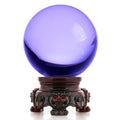 Amlong Crystal 3 inch (80mm) Purple Crystal Ball with Redwood Lion Resin Stand and Gift Box for Decorative Ball, Lensball Photog