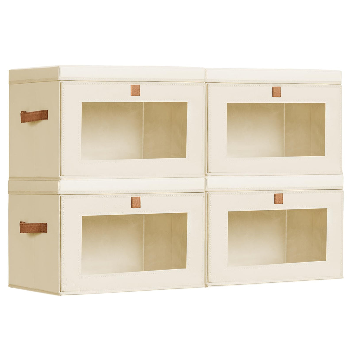 Homsorout Storage Bins with Lids  Front Opening Storage Box with Clear Window & Handles, Stackable Foldable Fabric Bins for Clo