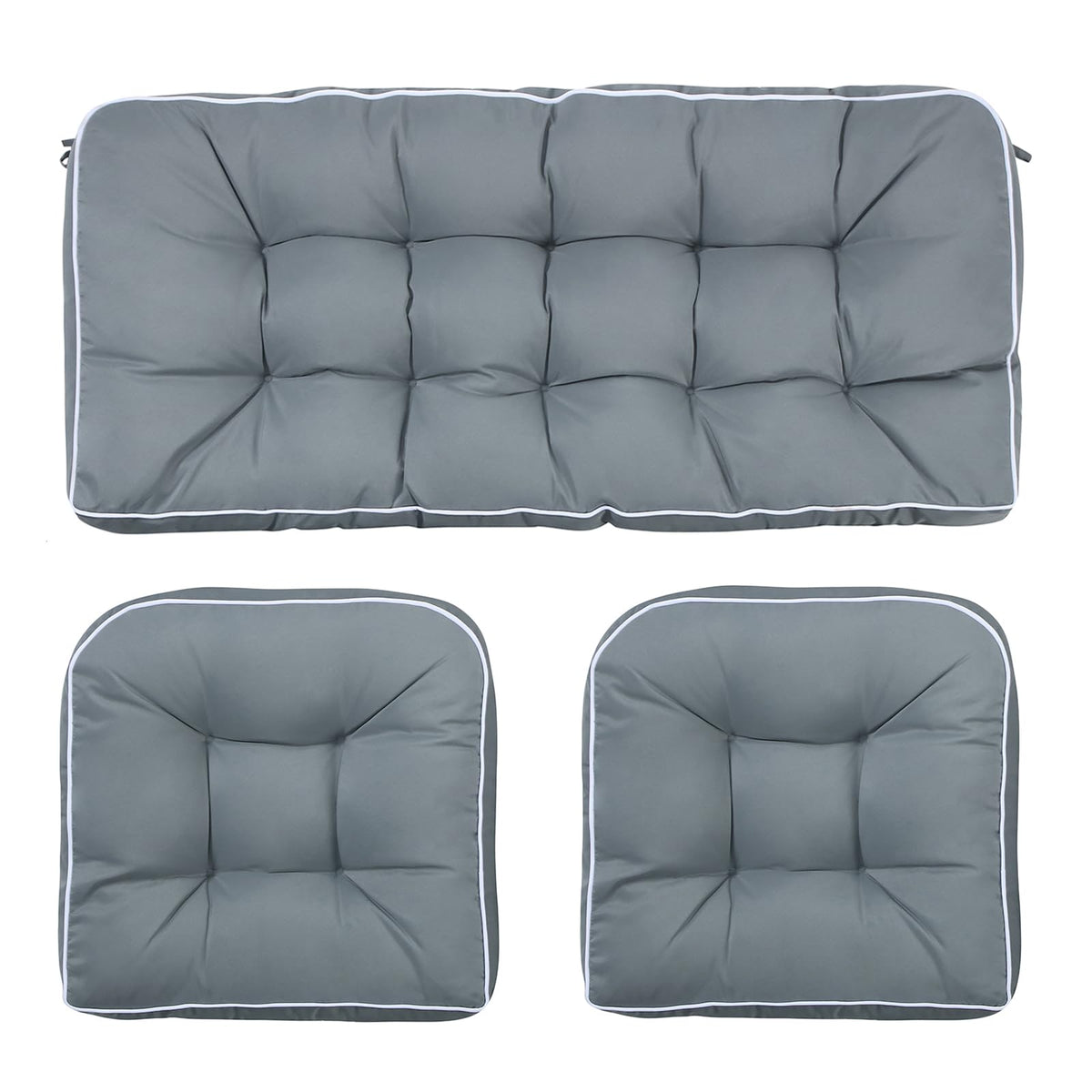 Blytieor 3 Piece Wicker Chair Cushion Set, 1 Loveseat Wicker Settee Cushion & 2 U-Shape Cushion For Patio Bench All Weather