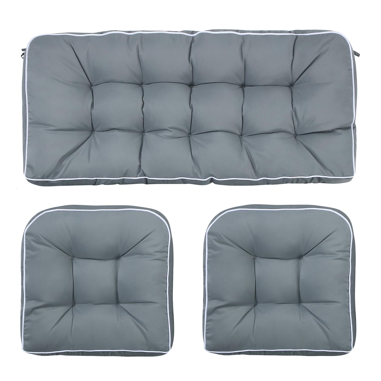Blytieor 3 Piece Wicker Chair Cushion Set, 1 Loveseat Wicker Settee Cushion & 2 U-Shape Cushion For Patio Bench All Weather