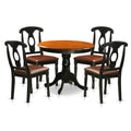 East West Furniture ANKE5-BLK-LC 5 Piece Kitchen Table & Chairs Set Includes a Round Dining Room Table with Pedestal and 4 Faux Leather Dining Room Chairs, 36x36 Inch, Black & Cherry