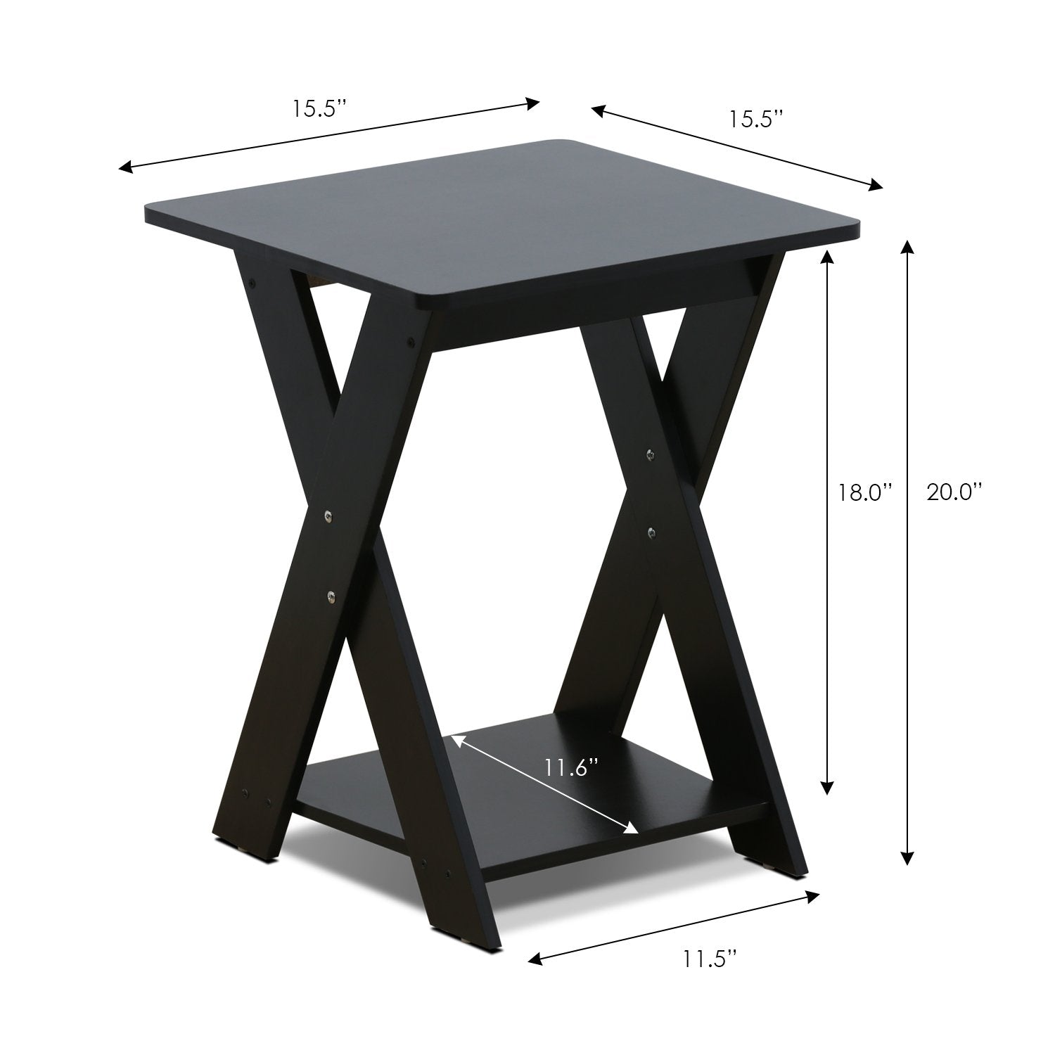 Furinno Modern Simplistic End Table Set, 2-Pack, Espresso