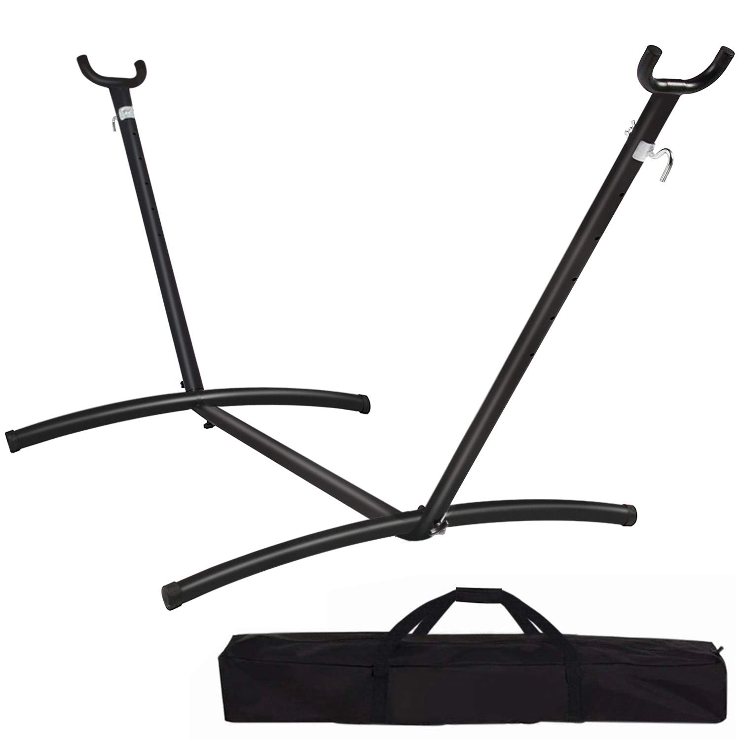 Zupapa 550Lbs Weight Capacity Steel Hammock Stand, Adjustable Hooks Fits Hammocks 8 To 10.5 Feet Long, 2 Person, Space Saving Po