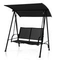 Tangkula 2 Person Porch Swing, Patio Swing With Adjustable Canopy, Comfortable Fabric Seat & Heavy-Duty Steel Frame, Outdoor Canopy Swing For Patio, Garden, Poolside (Black)