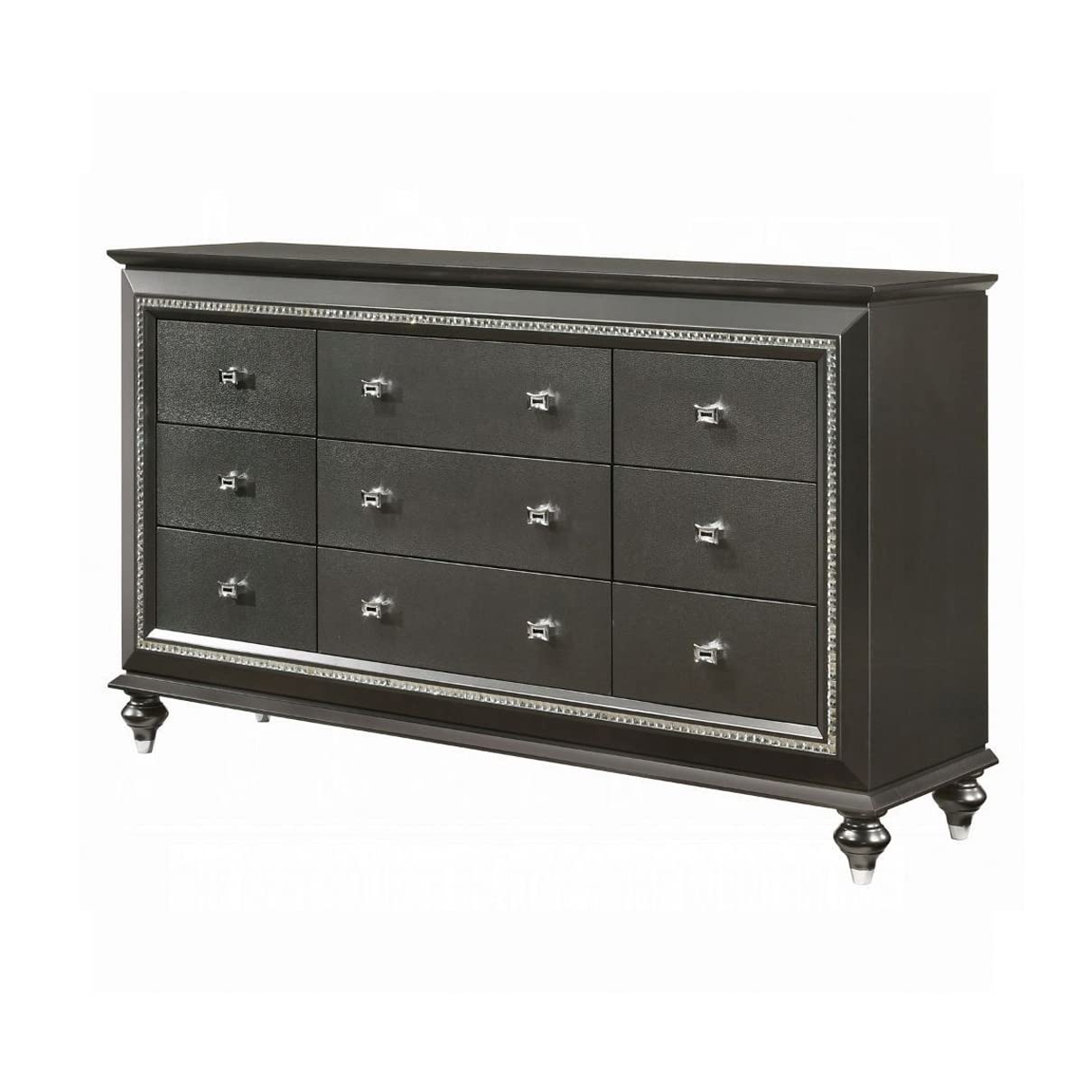 Acme Kaitlyn Wooden 9-Drawer Dresser In Metallic Gray