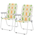 Kcelarec Set of 2 Patio Folding Lawn Chair, Outdoor Beach Portable Camping Chair, Webbed Folding Chair for Yard, Garden,Light Gr