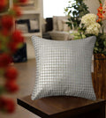 Sajavat Home Cv16 Cotton & Velvet Zig Zag Stripe Khadi Print Cushion Cover (Pack Of 1) 18X18 Inches/45X45 Cm Grey & Silver (Grey