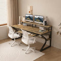 TEKAVO Plik Computer Table for Home Pc | Office Table for Home | Shelf, Moniter Riser & Keyboard Tray, Laptop Table, Worktable, 