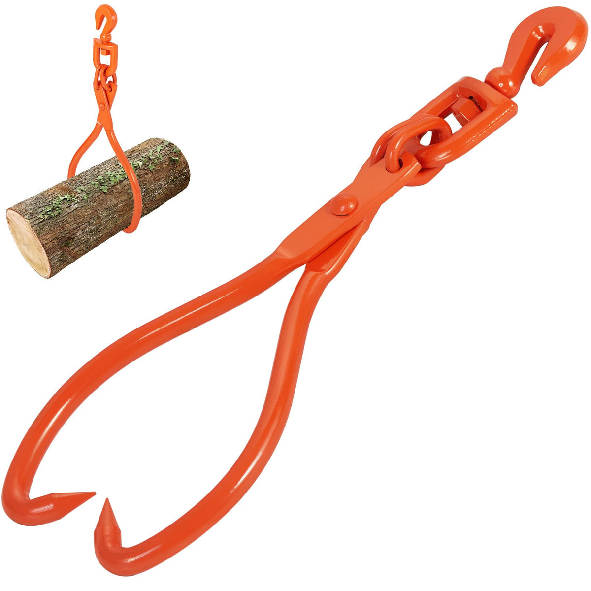 Vevor Log Skidding Tongs, 18 Inch 2 Claw Log Lifting Tongs, Heavy Duty Rotating Steel Lumber Skidding Tongs, 772 Lbs/350 Kg Load