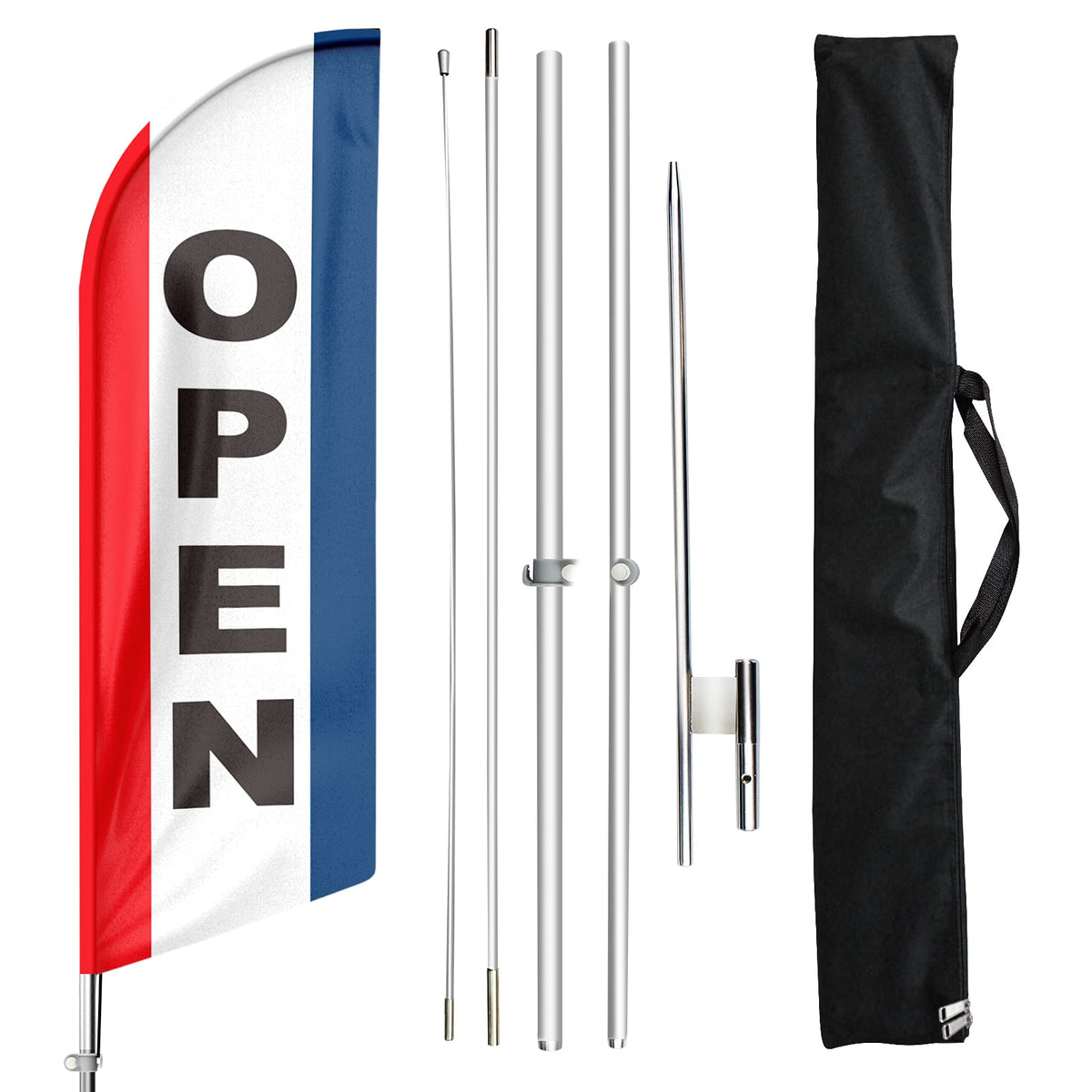 Fsflag Open Feather Flag, Open Flag For Business With Pole Kit And Ground Stake, Open Signs Swooper Flag Advertisng Feather Bann