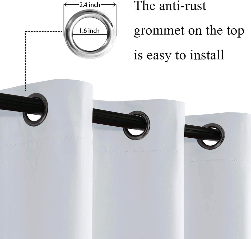 Jiuzhen Greyish White Blackout Curtains For Bedroom - Light Blocking And Noise Reducing Grommet Curtains For Living Room Darkening Curtains, Set Of 2 Window Curtain Panels, 38 X 63 Inch Length