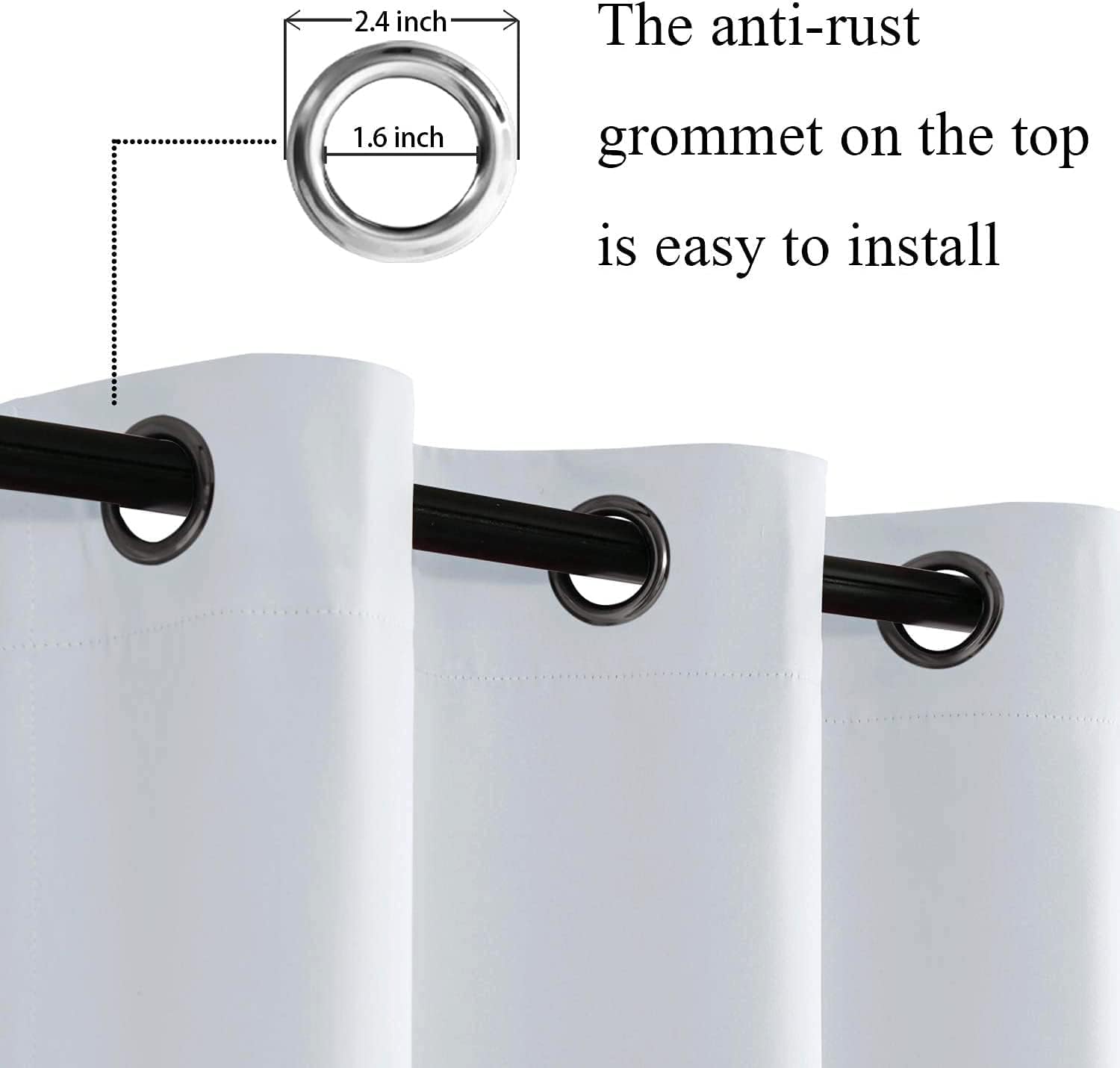 Jiuzhen Greyish White Blackout Curtains For Bedroom - Light Blocking And Noise Reducing Grommet Curtains For Living Room Darkening Curtains, Set Of 2 Window Curtain Panels, 38 X 63 Inch Length