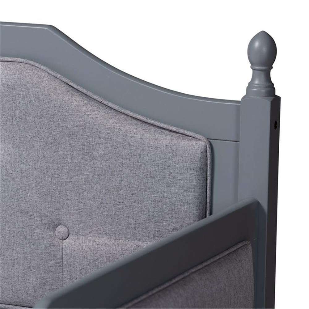 Baxton Studio Mara Classic and Traditional Grey Fabric Upholstered Grey Finished Wood Twin Size Daybed with Trundle