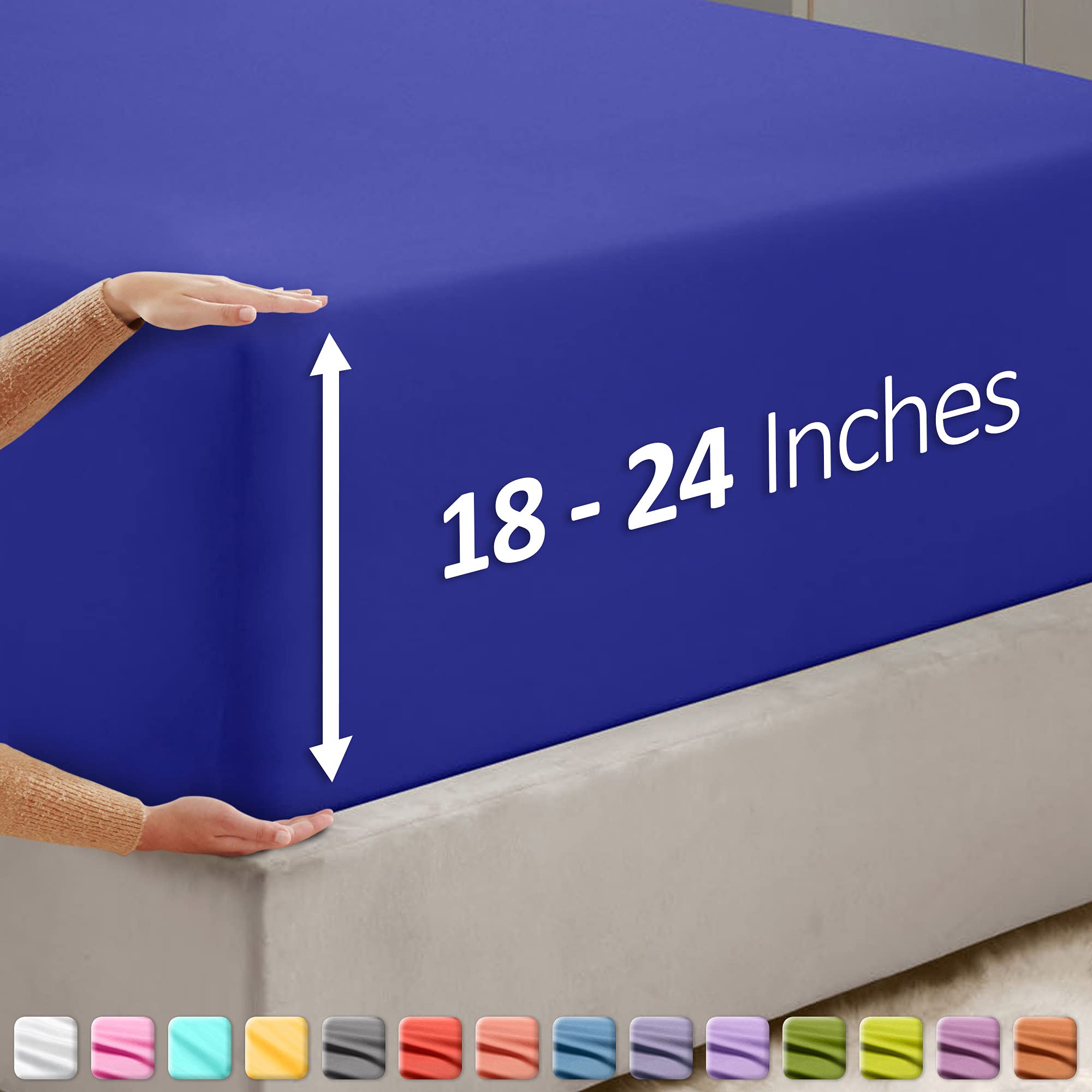 Nestl Royal Blue Twin Xl Fitted Sheet Only, Extra Deep Pocket Fitted Bed Sheet, 1800 Microfiber Xl Twin Fitted Sheet, Ultra Soft Fitted Sheet Twin Xl Fits Up To 24 Inch Mattress
